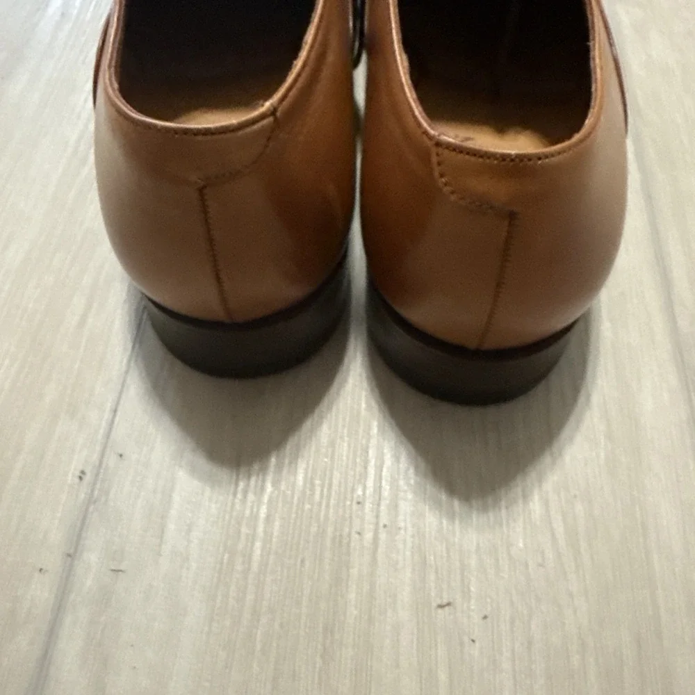 Men Size 9 F Shipton & Henage Cap Toe Camel Brown Lace Up Dress Shoes Oxford